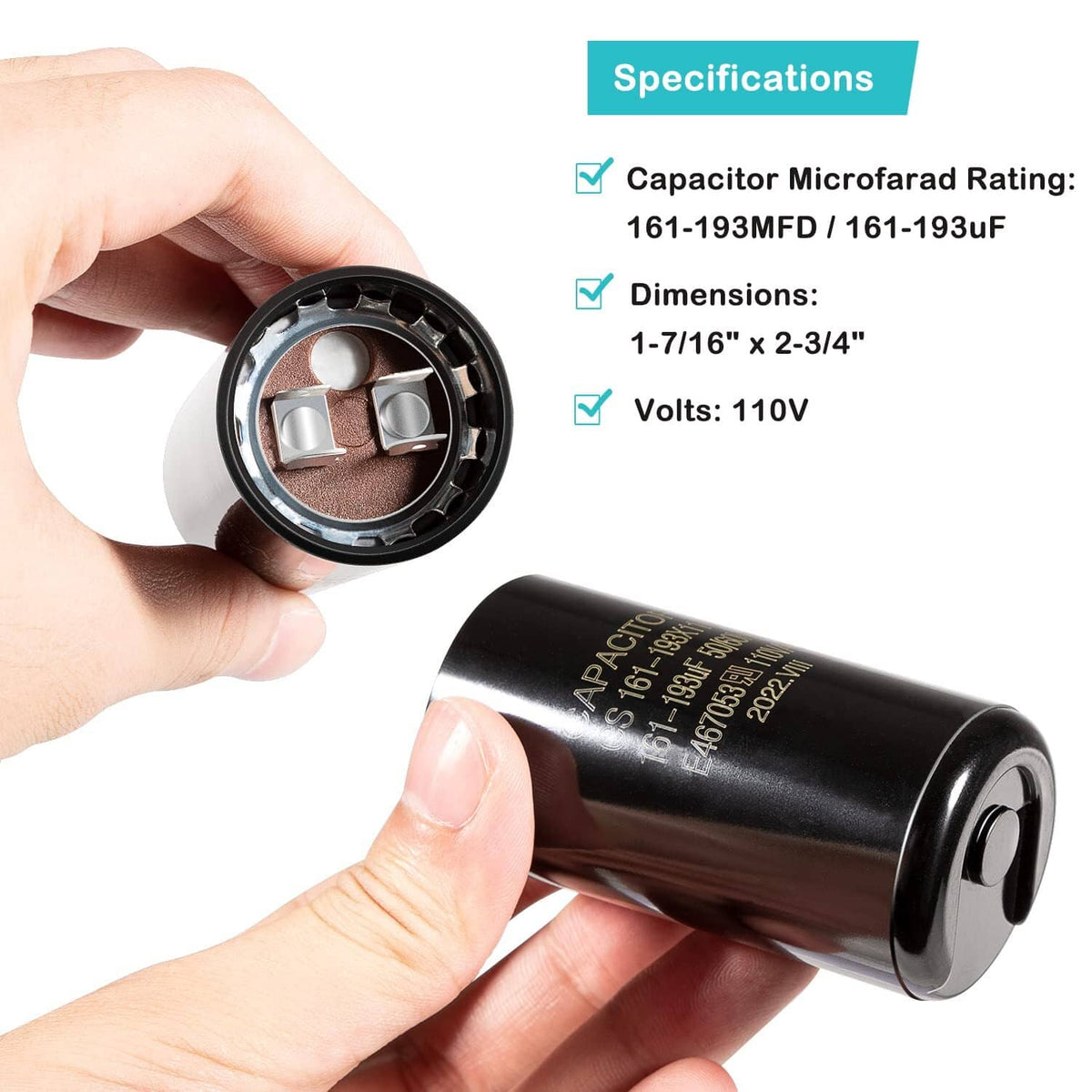 Solid Spare Pool Pump Start Capacitor 161-193 uf/MFD for Hayward Super Pump 0.75,1.0,1.5 HP