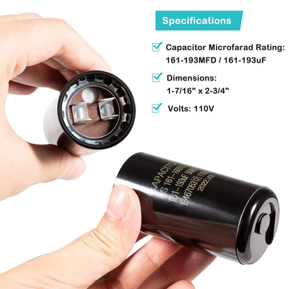 Solid Spare Pool Pump Start Capacitor 161-193 uf/MFD for Hayward Super Pump 0.75,1.0,1.5 HP