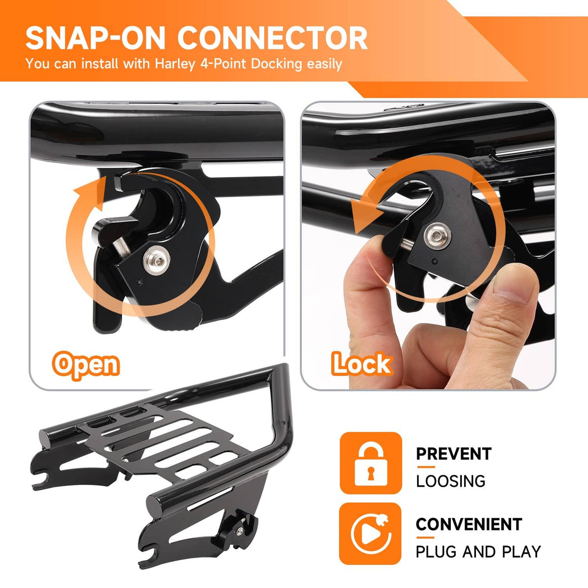 Solidspare For Harley Touring Street Glide Road Glide 09-25 Two Up Luggage Rack Detachable