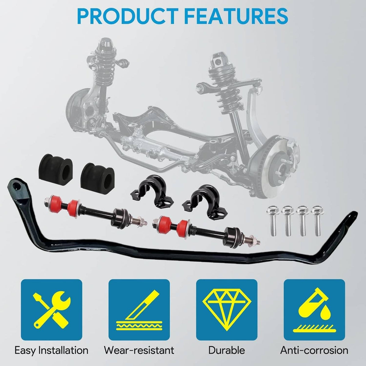 Solidspare Front Stabilizer Bar Kit & K80894 Sway Bar Front Sway Bar & Links 55398938AC