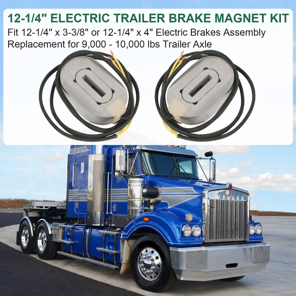 Solidspare 2pcs 12-1/4"x3-3/8 Electric Trailer Brake Magnet Replacement Kits for 10K axle