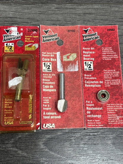 7pc Vermont American 1/2" Shank Router Bit Set - Made In USA