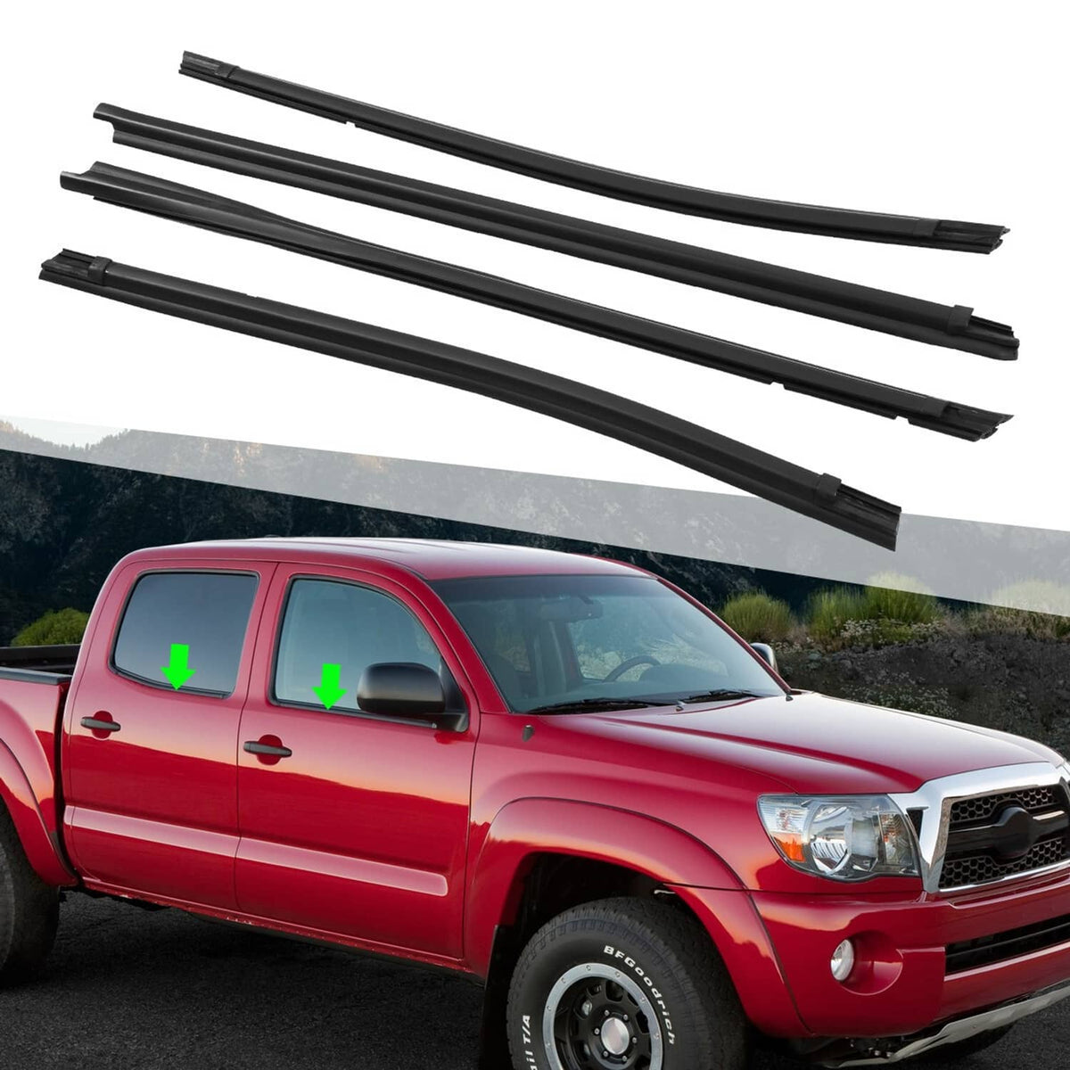 Solidspare 4Pcs Window Weatherstrip for Toyota Tacoma 2005-2015 Weatherstrip Trim Seal Belt