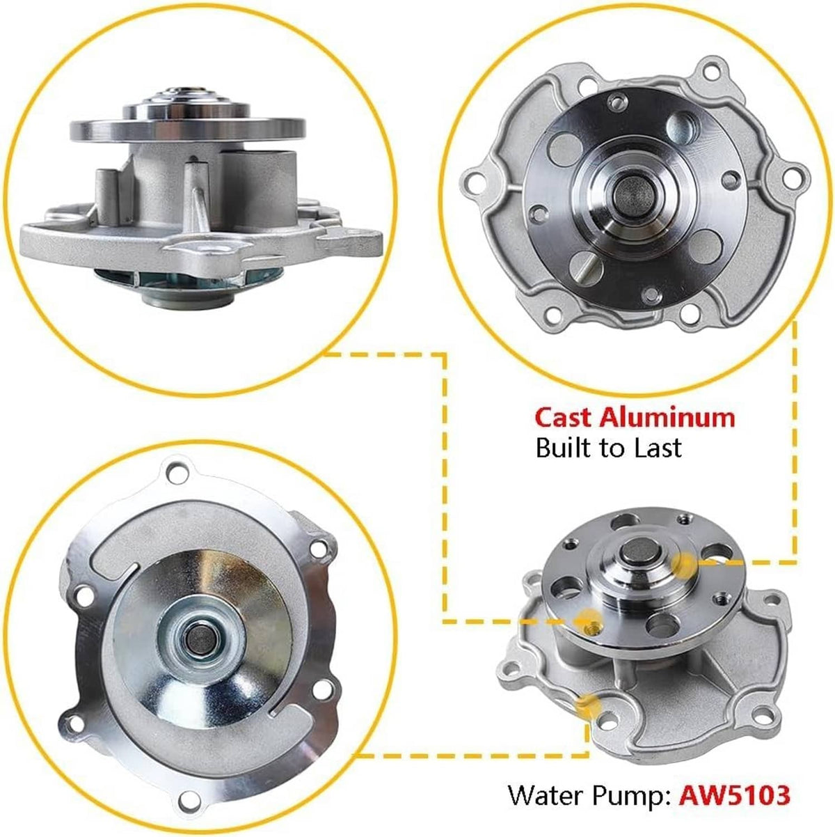 Solidspare Water Pump for 2007-2016 GMC Acadia Buick Enclave Chevy Traverse 3.6L 12637479