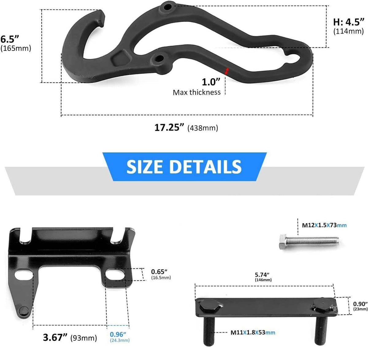 Solidspare 2PCS Ram Front Tow Hooks Heavy Duty for Dodge Ram 1500 2009-2019 68196982AA