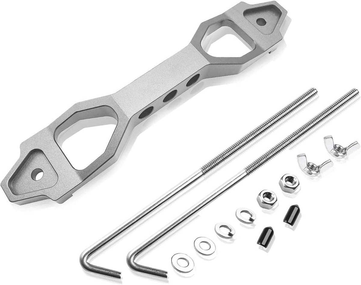 Solidspare Billet Aluminum Car Battery Tie Down Mount Bracket Brace Bar 220-190mm Silver