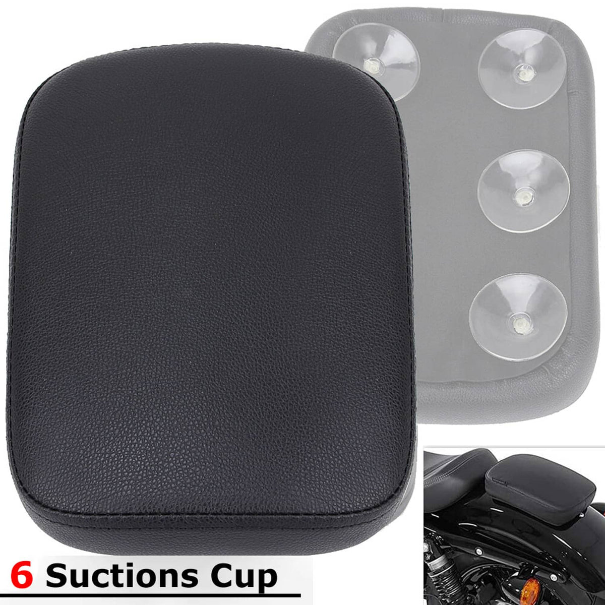 Solidspare For Harley Chopper Dyna Motorcycle Suction Cup Pillion Passenger Pad Seat Black