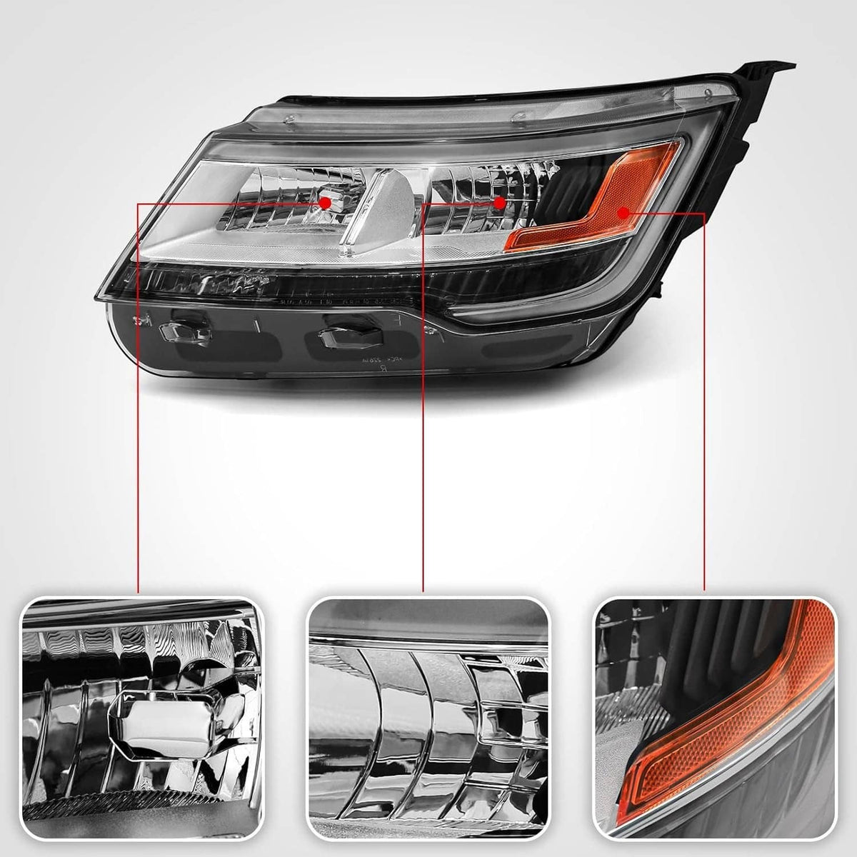 Solidspare Driver Left Side Headlight w/ LED DRL For 2016-19 Ford Explorer Chrome Housing