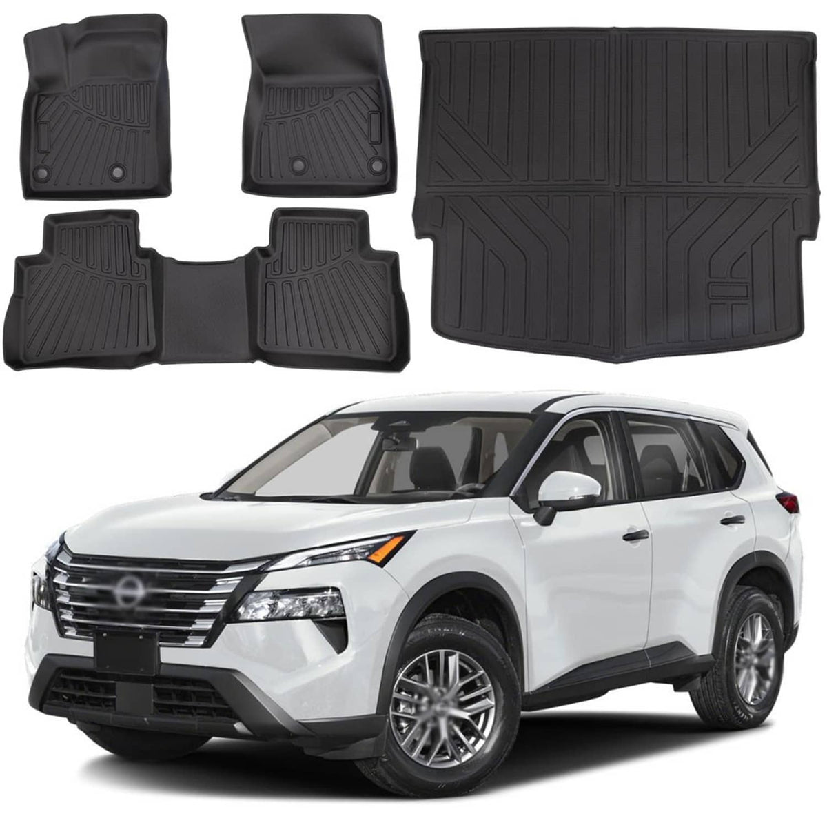 Solidspare Waterproof Floor Mat and Rear Cargo Liner For 2021-2025 Nissan Rogue 4Pcs/set