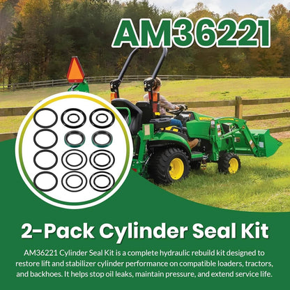 Solidspare 2 Pack AM36221 Stabilizer Cylinder Seal Kit for John Deere Rod: 1.125” Bore: 2”