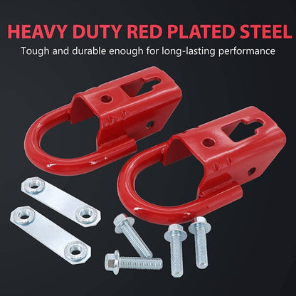 Solidspare Red 2 Pcs Towing Hooks FL3Z17N808A w/ Hardware Front For 2009-2019 Ford F150