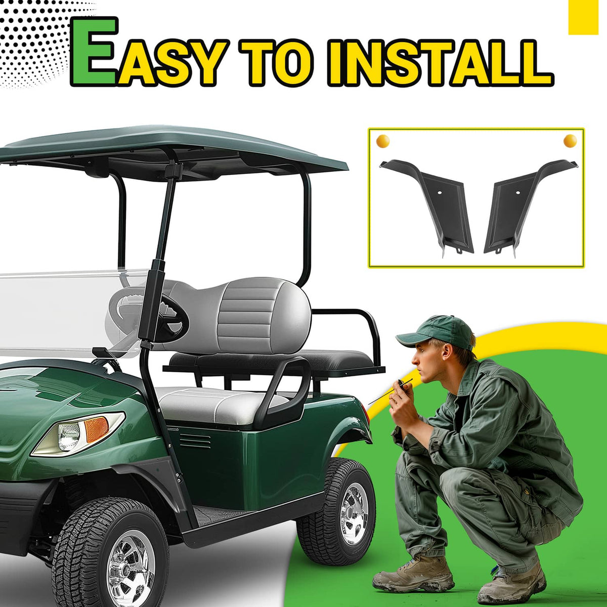 Solidspare Golf Cart Front Fender Flare Set For EZGO ST MPT Workhorse 1999-2013 Models