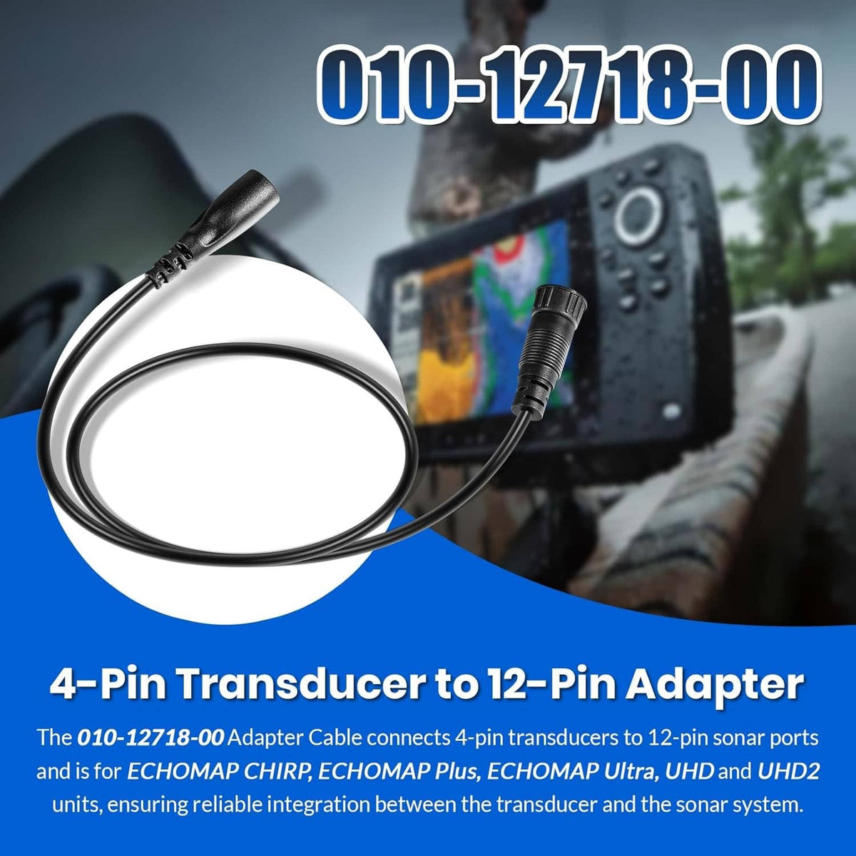 Solidspare for Garmin 010-12718-00 Sounder Adapter Cable, 4- to 12-Pin, for Garmin echoMAP