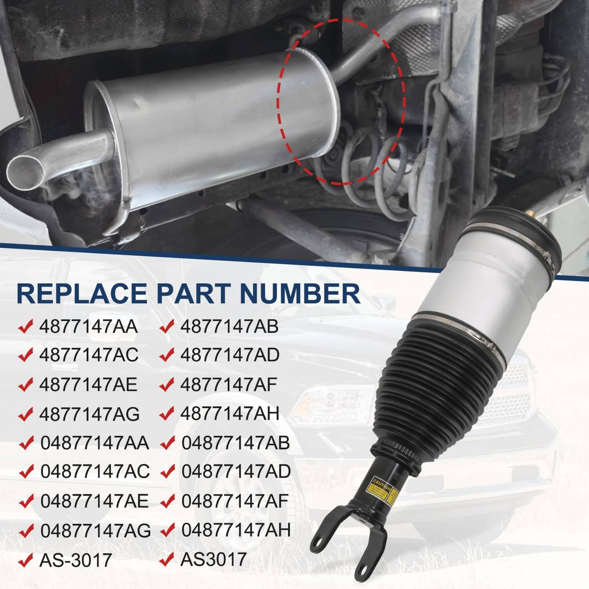 Solidspare Front Left Air Suspension Strut Fits 2013-2019 Ram 1500 3.0L 3.6L 5.7L 4877147AB