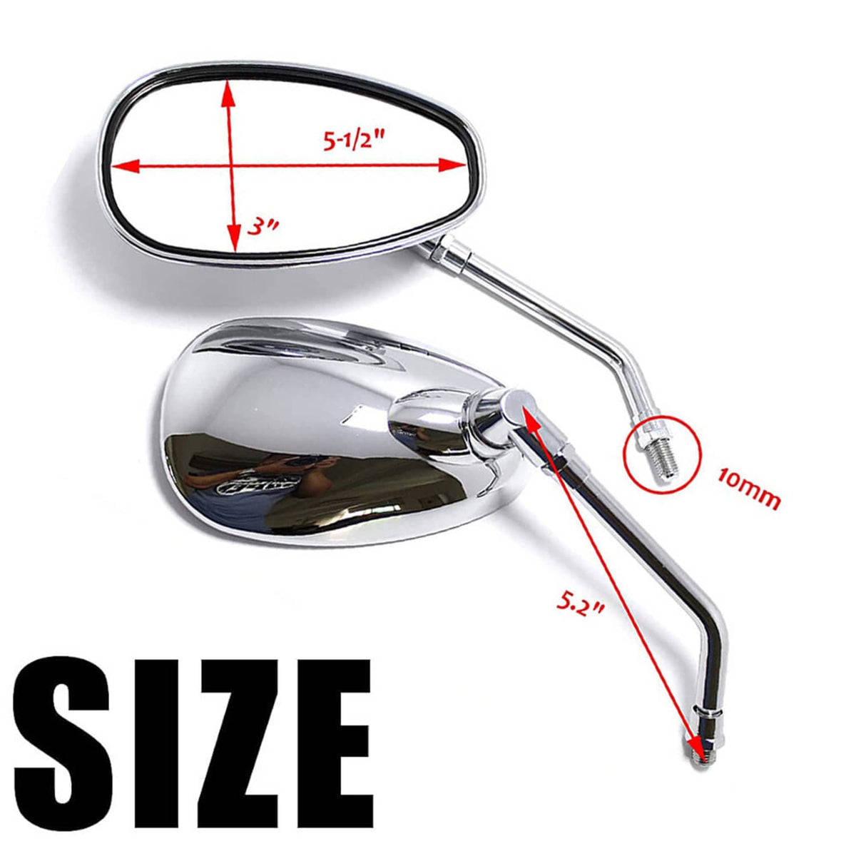 Solidspare 2X Chrome Motorcycle Mirrors For Yamaha Virago XV 250 500 535 700 750 920 1100