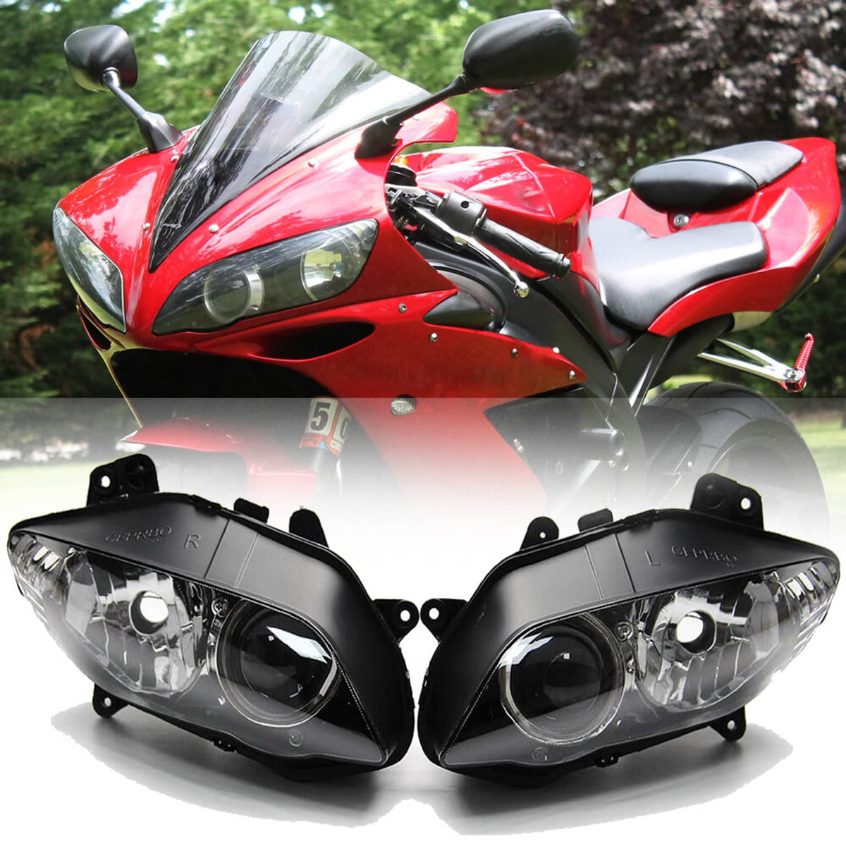 Solidspare Headlight Assembly w/ Upper Stay Fairing Bracket For Yamaha YZF R1 2004 2005 06