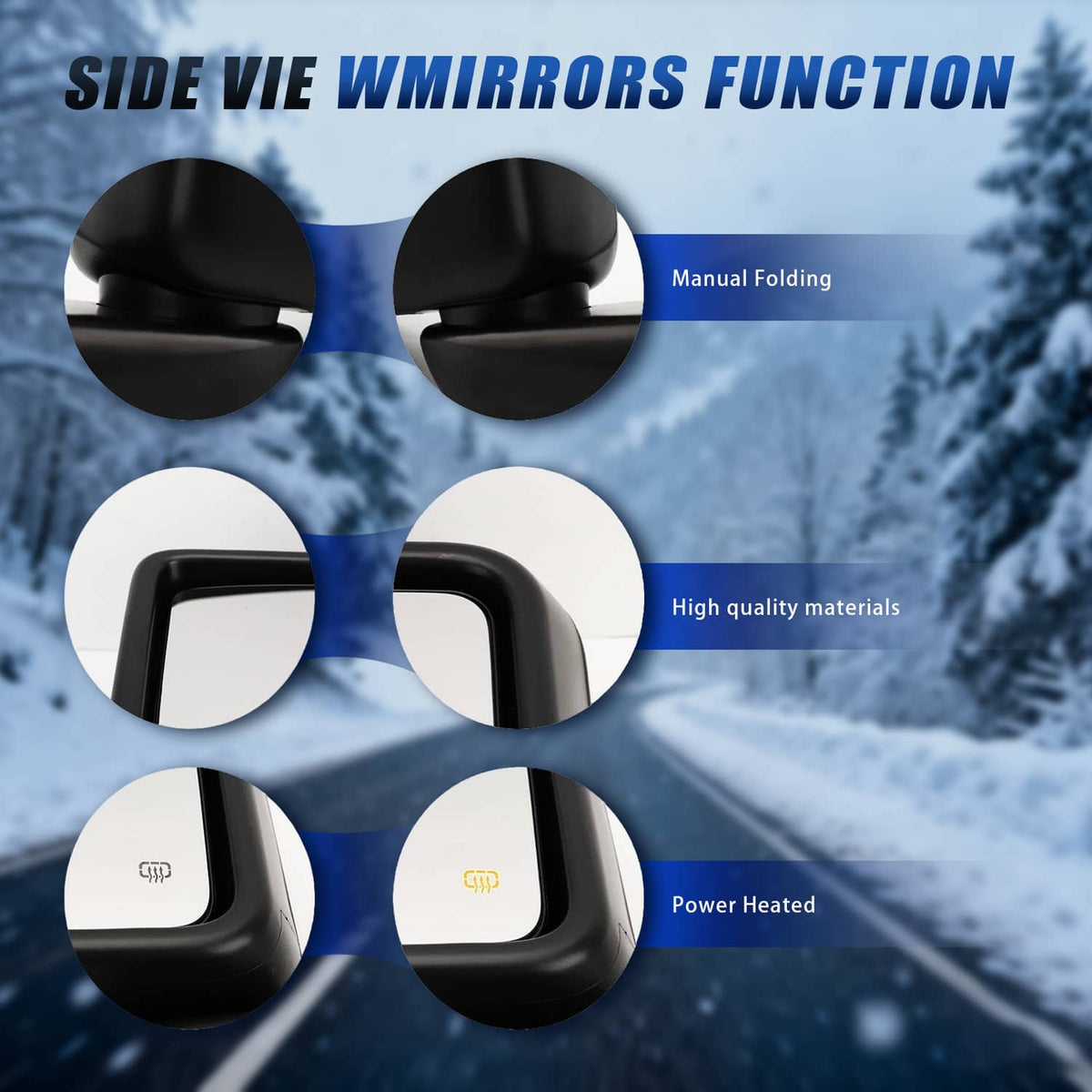 Solidspare Left & Right Power Heated Mirror Set for 2018-2024 Jeep Gladiator Wrangler JL