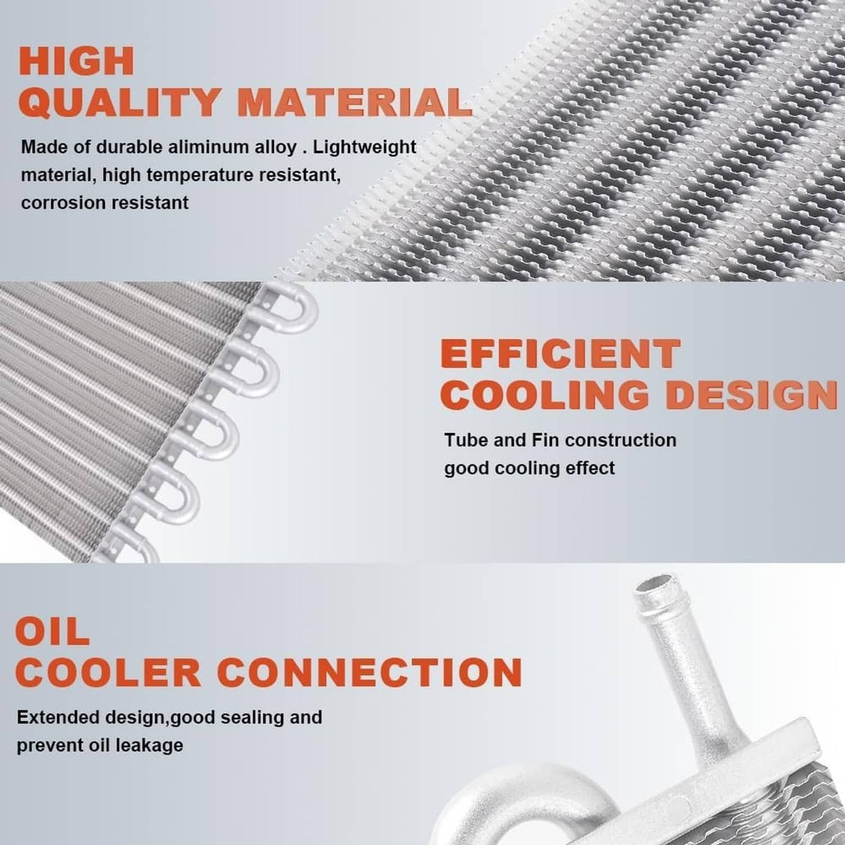Solidspare 10 Rows Universal Aluminum Remote Transmission Oil Cooler Radiator Converter Kit