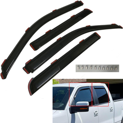 Solidspare For 2009-2014 Ford F-150 Super Crew In-Channel Window Vent Visor Sun Rain Guards