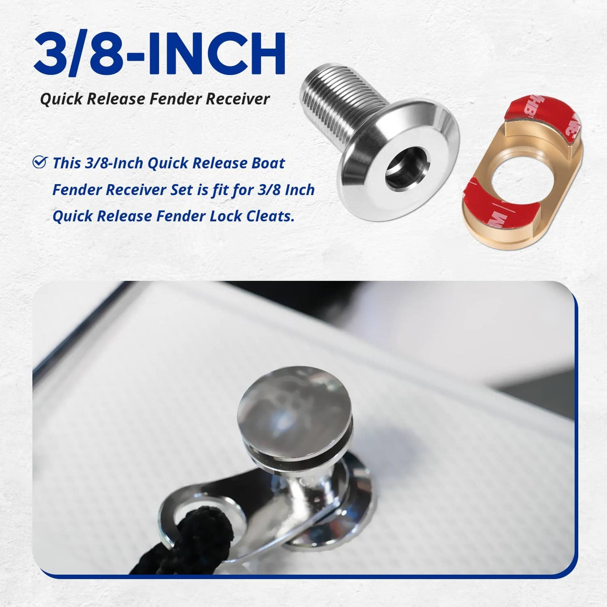 Solidspare 3/8-Inch Quick Release Fender Holder, Receiver Set (3/8-Inch Set)