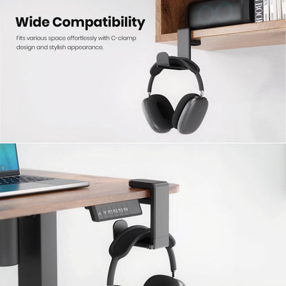 Solid Spare 360?? Gaming Headphone Hanger Display Stand Holder Hook Under Desk Headset Mount