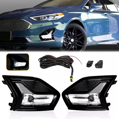 Solid Spare For Ford Fusion 2019-2020 LED Fog Lights Driving Lamps w/Bezel Wiring Left+Right