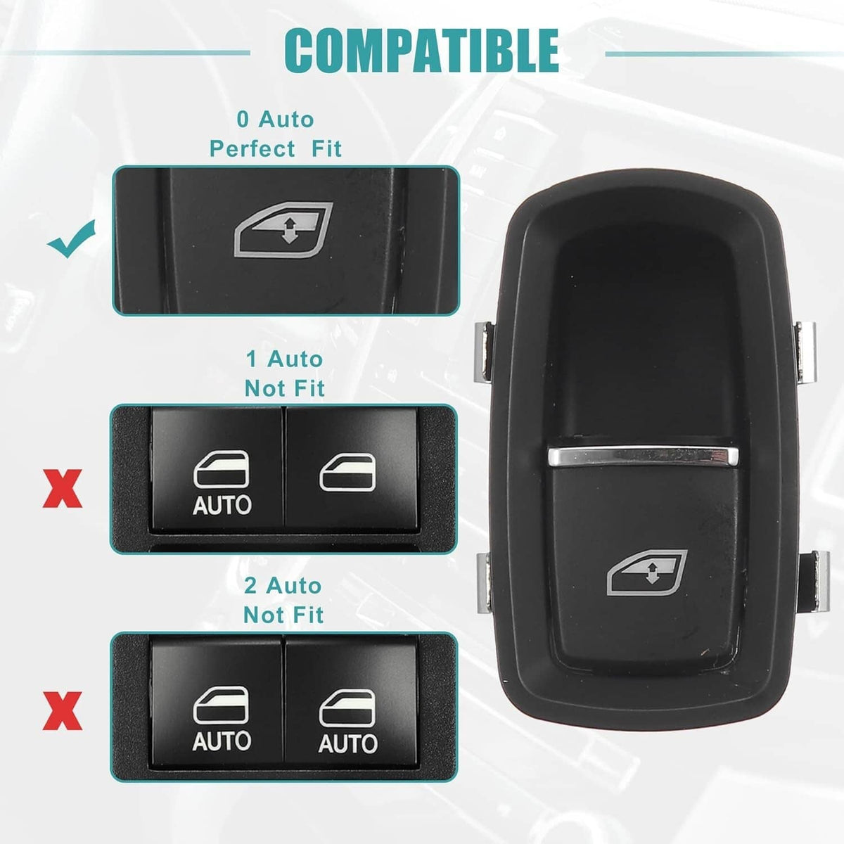 Solid Spare Power Window Switch for 2011-2018 Porsche Cayenne Passenger Side 7PP959855BDML