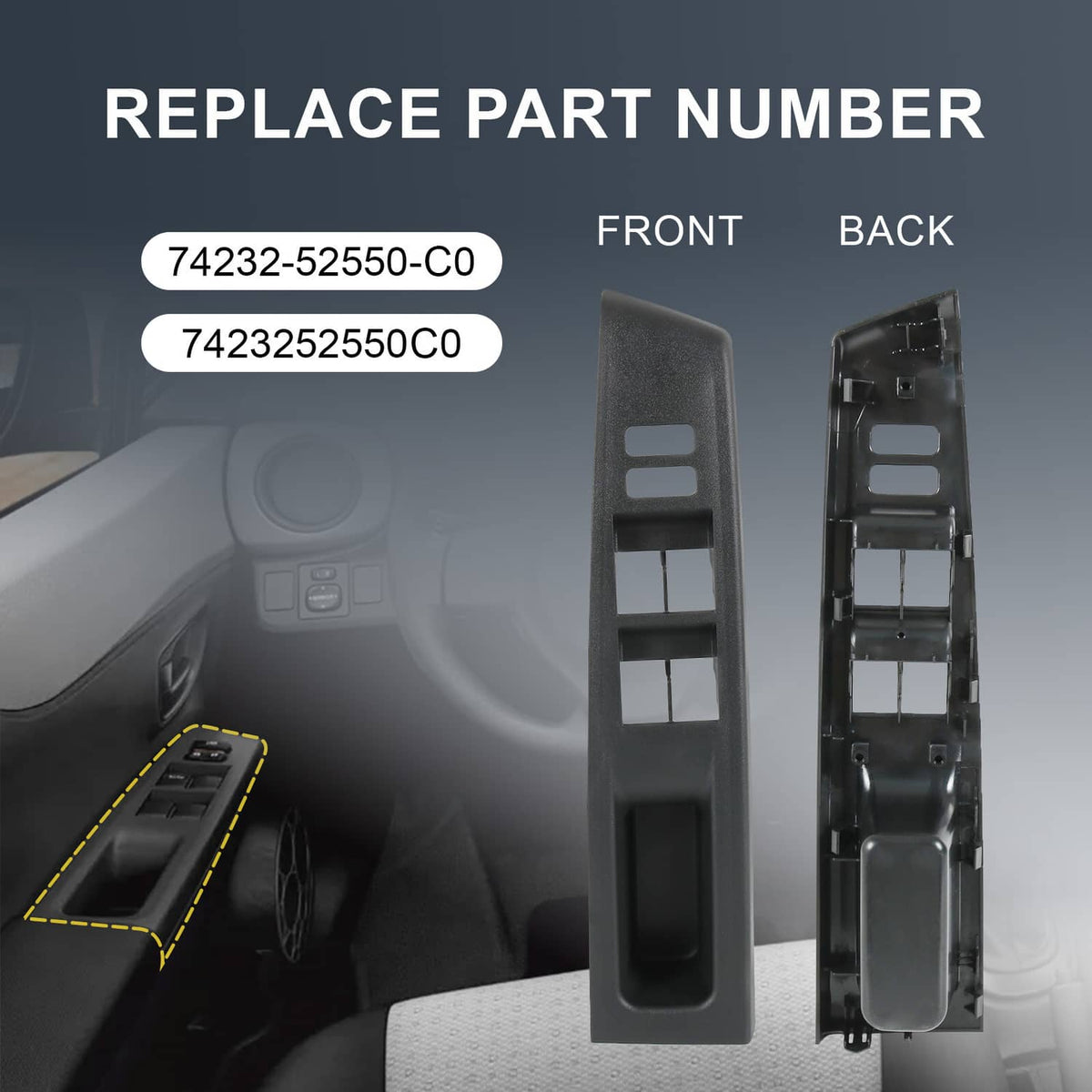 Solidspare Left Driver Door Window Switch Bezel Trim Panel Cover For Toyota Yaris 2012-2014