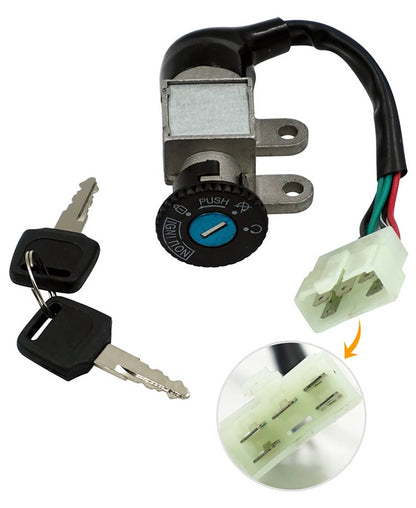 Solidspare Ignition Switch Key Lock Gas Tank Cap Set Compatible for GY6 50cc Scooter Moped