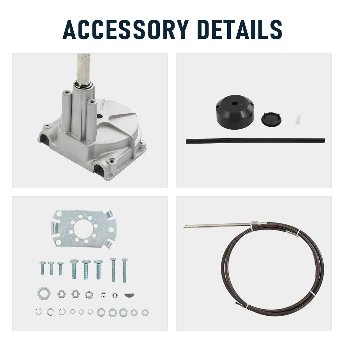 Solidspare 14 Feet Boat Rotary Steering System Outboard Kit Marine With 13.5" Wheel SS13714