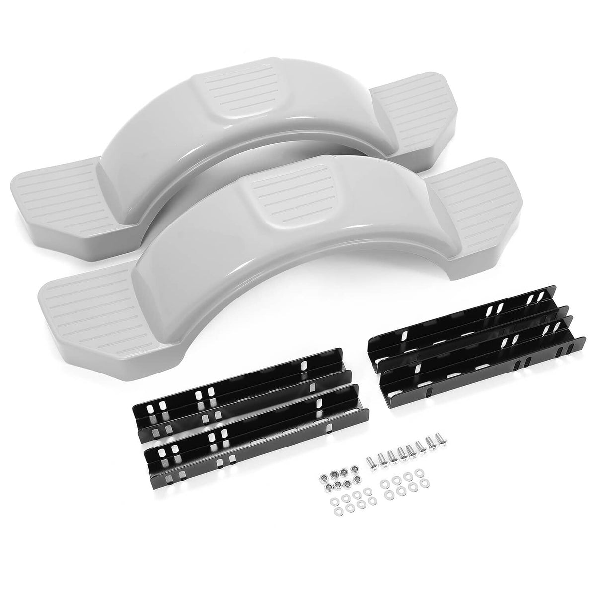 Solidspare 2PCS 12" Trailer Fenders w/Steps Wheels Tires Skirt Boat Gray Single Axle 300LBS