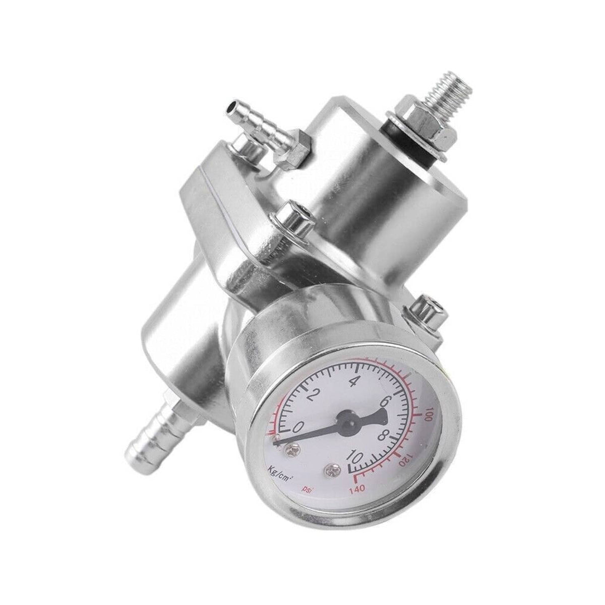 Solidspare Universal Adjustable Fuel Pressure Regulator Kit w/0-140 Psi Gage & Hose Sliver
