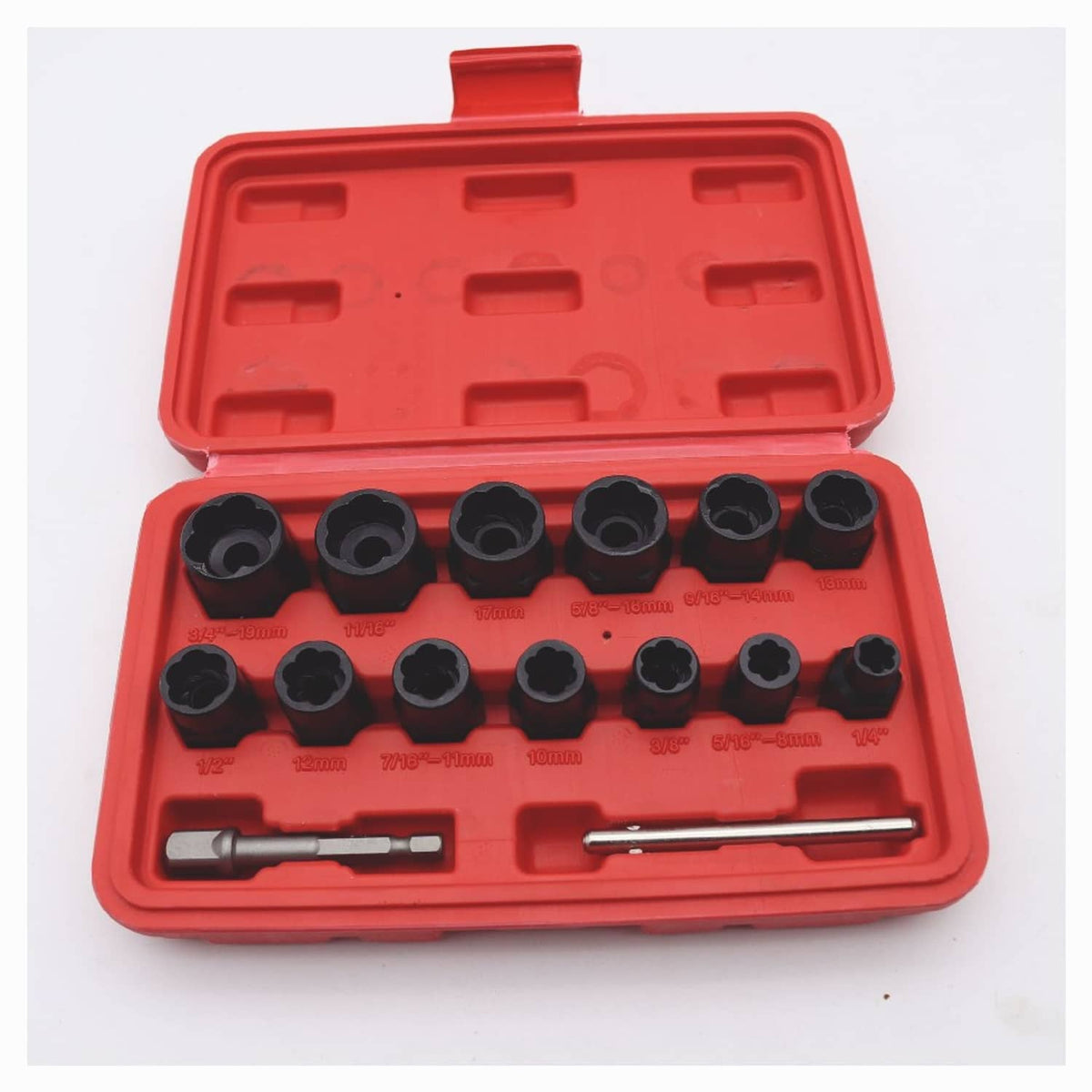Solid Spare Impact Bolt Extractor Set Nut Remover Set Stripped Extraction Socket Tools 15pcs