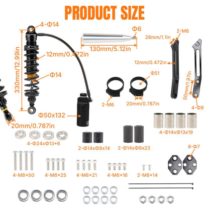 Solidspare Upgraded 13" Remote Reservoir Rear Suspensions Shocks For Harley Touring 14-25