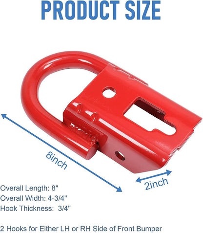 Solidspare 2Pcs Towing Hooks & Hardware Front For 2009-2019 Ford F-150 FL3Z17N808A Red