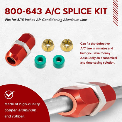 Solidspare 800-643 5/16'' Aluminum Line Splice Repair Kit 5PCS Works for A/C, coolant Etc