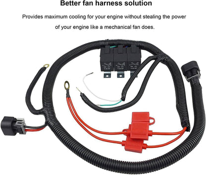 Solidspare For 1999–2006 Chevy GM Electric Dual Fan Upgrade Wiring Harness Kit ECU Control