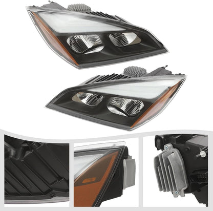 Solidspare Left & Right Full LED Headlights Headlamps For 2018-2022 Freightliner Cascadia