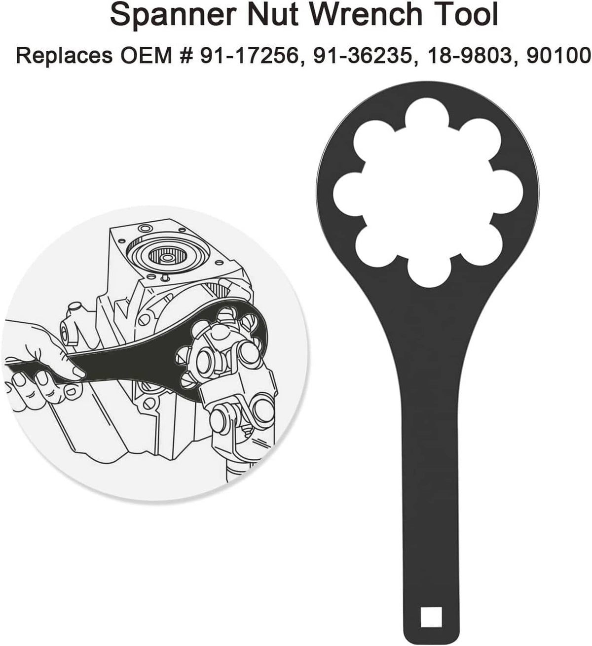 Solid Spare Bearing Carrier Nut & Spanner Wrench Drive Tool For Mercruiser Alpha 1, Gen 2