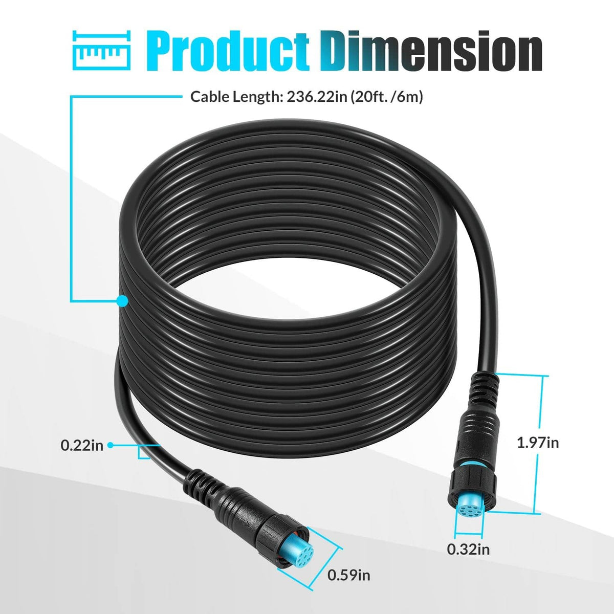 Solidspare 010-12528-01 Marine Network Cable with Small Connector - 6 m / 20ft. for GLS 10
