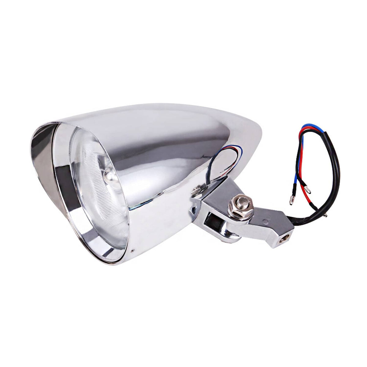 Solidspare Chrome Motor High-Low Visor Bullet Headlight Lamp for Harley Bobber Chopper Dyna