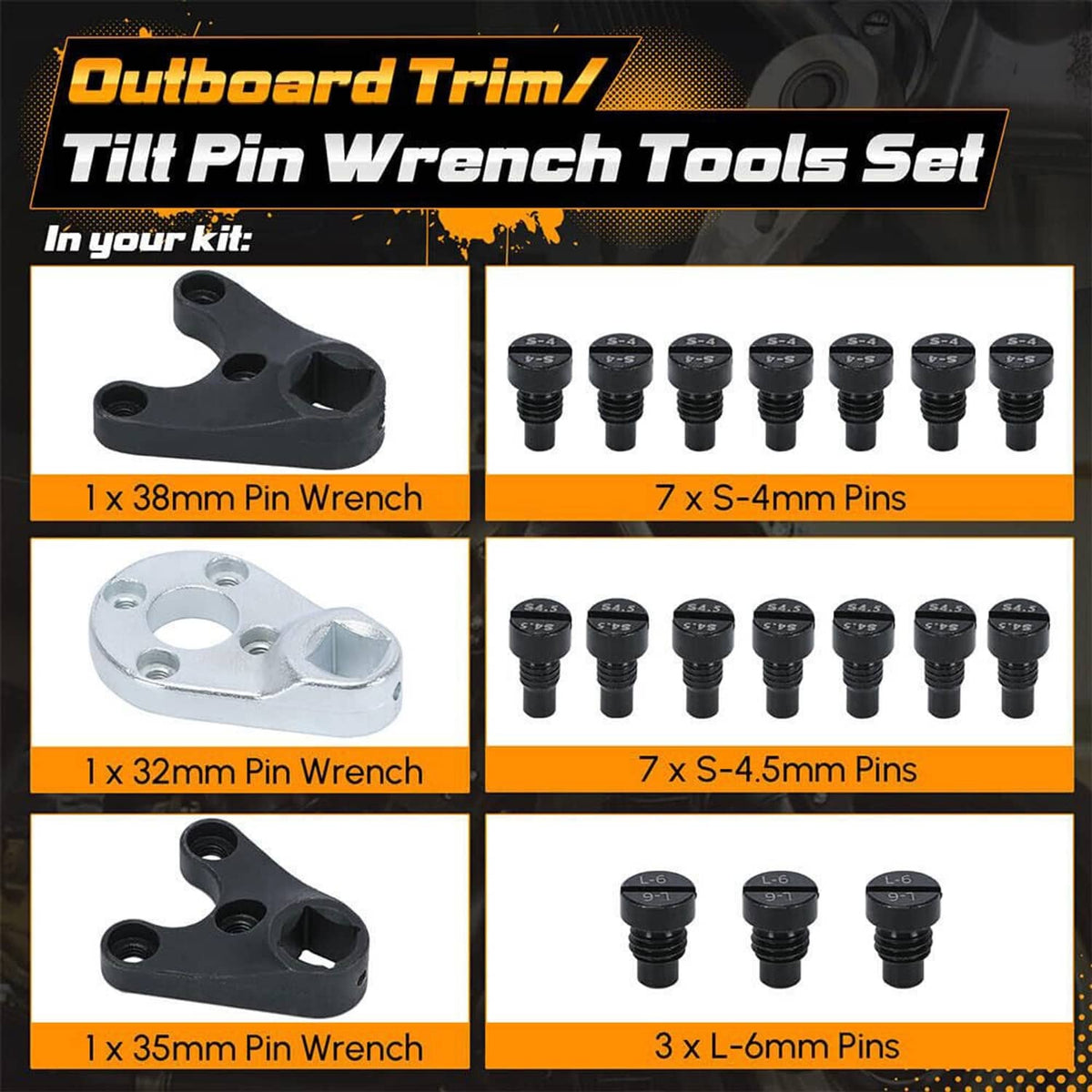 Solidspare For Yamaha Suzuki Johnson Evinrude Outboard Trim Tilt Pin Wrench Tool Set MT0006