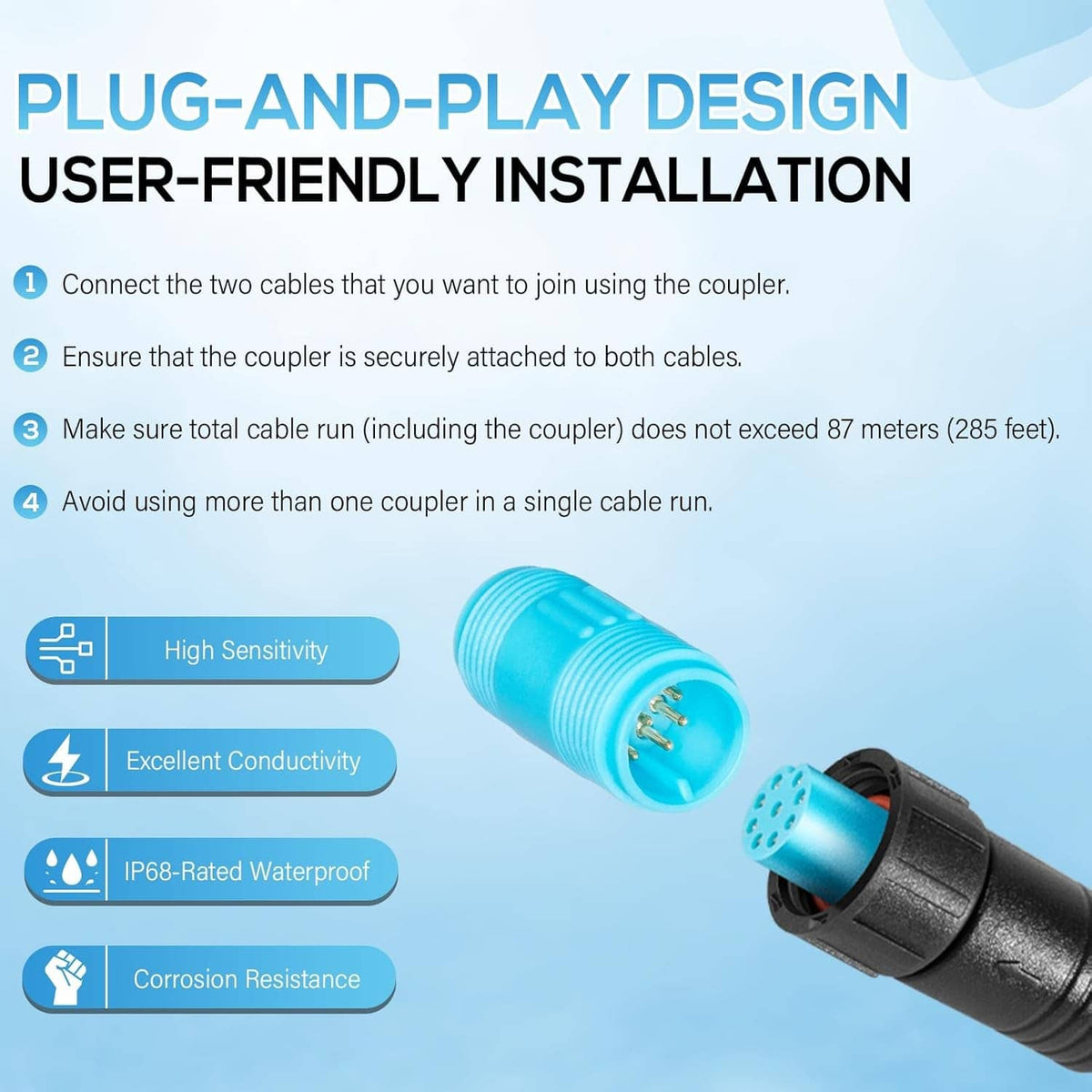 Solid Spare for Garmin Small Connector Cable Coupler Marine BlueNet Network Cable 0101253100