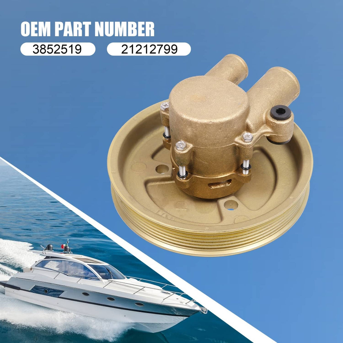 Solidspare Raw Water Sea Pump For VOLVO PENTA 4.3L 5.0L 5.7L Replaces 21212799 3812519