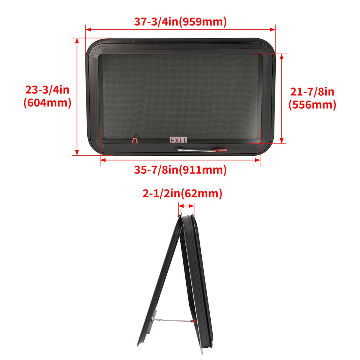 Solidspare For Camper RV Window 36" W x 22" H Push Out Emergency Exit Window Tined Glass