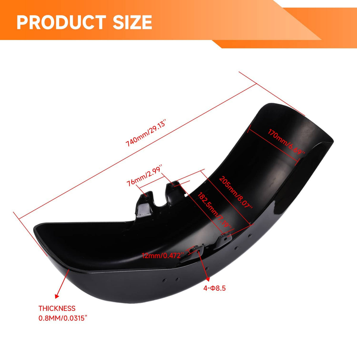 Solidspare Front Fender Fit For Harley Touring Street Glide Road Glide 89-2013 Vivid Black
