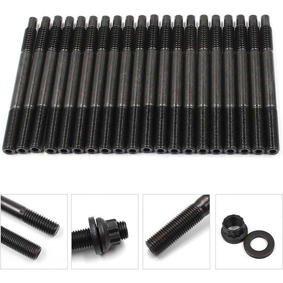 Solidspare Black Cylinder Head Stud Kit For 97-03 Chevy LS1 LQ9 LS6 4.8L 5.3L 6.0L Engines