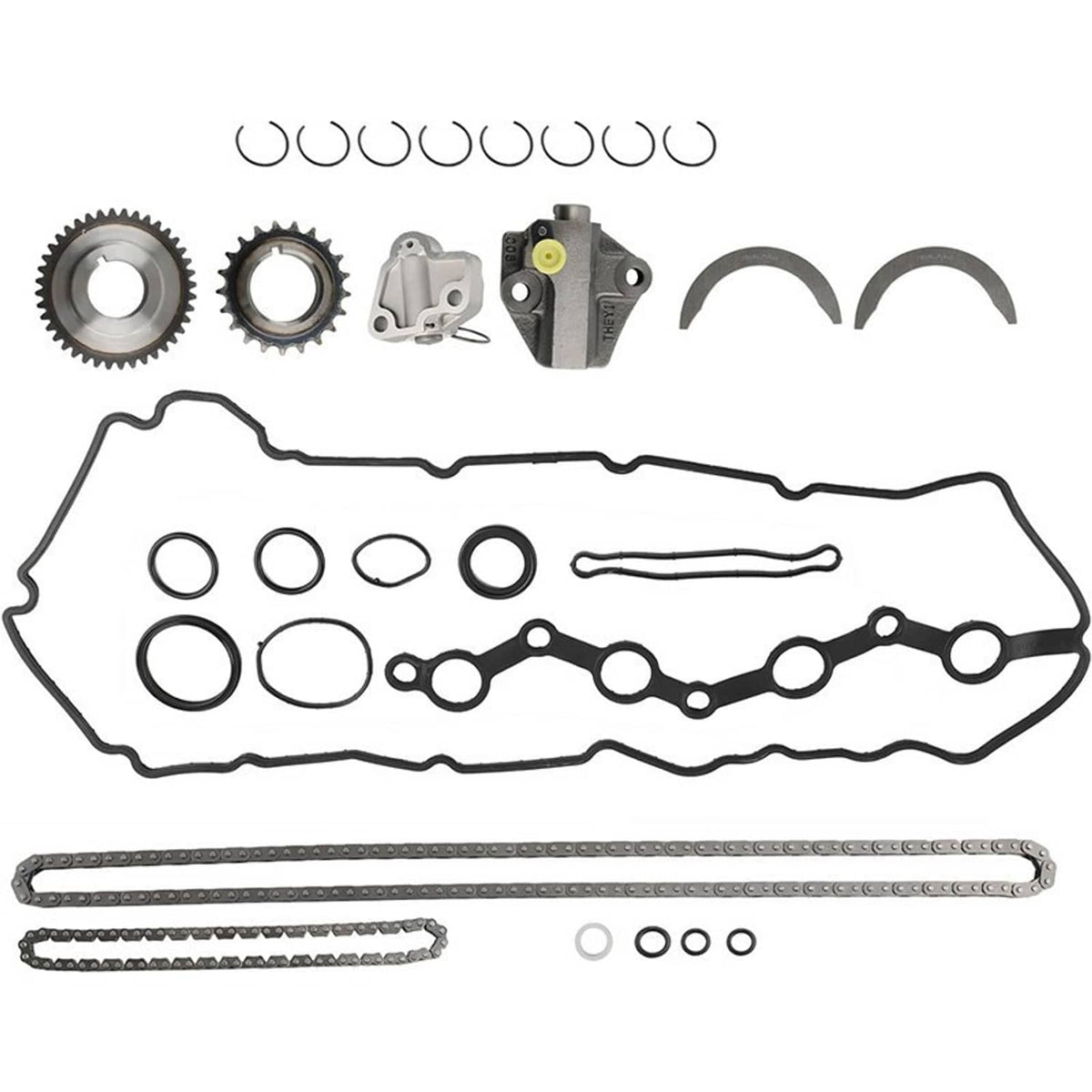 Solidspare Overhaul Rebuild Kit Piston Gasket & Crankshaft Rods Timing Chain for Kia 2.4L