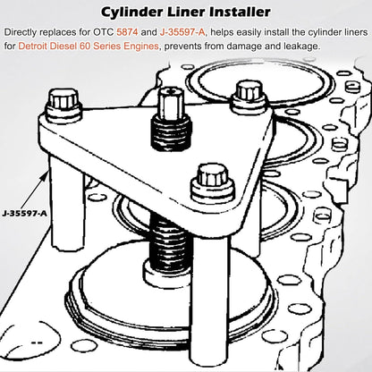 Solid Spare Detroit Diesel 60 Series 14L 12.7L Cylinder Liner Installer Tool J-35597-A, 5874