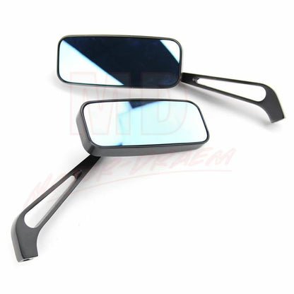 Solidspare Rectangle Motorcycle Rear View Side Mirrors For Harley Honda Yamaha 8mm 10mm